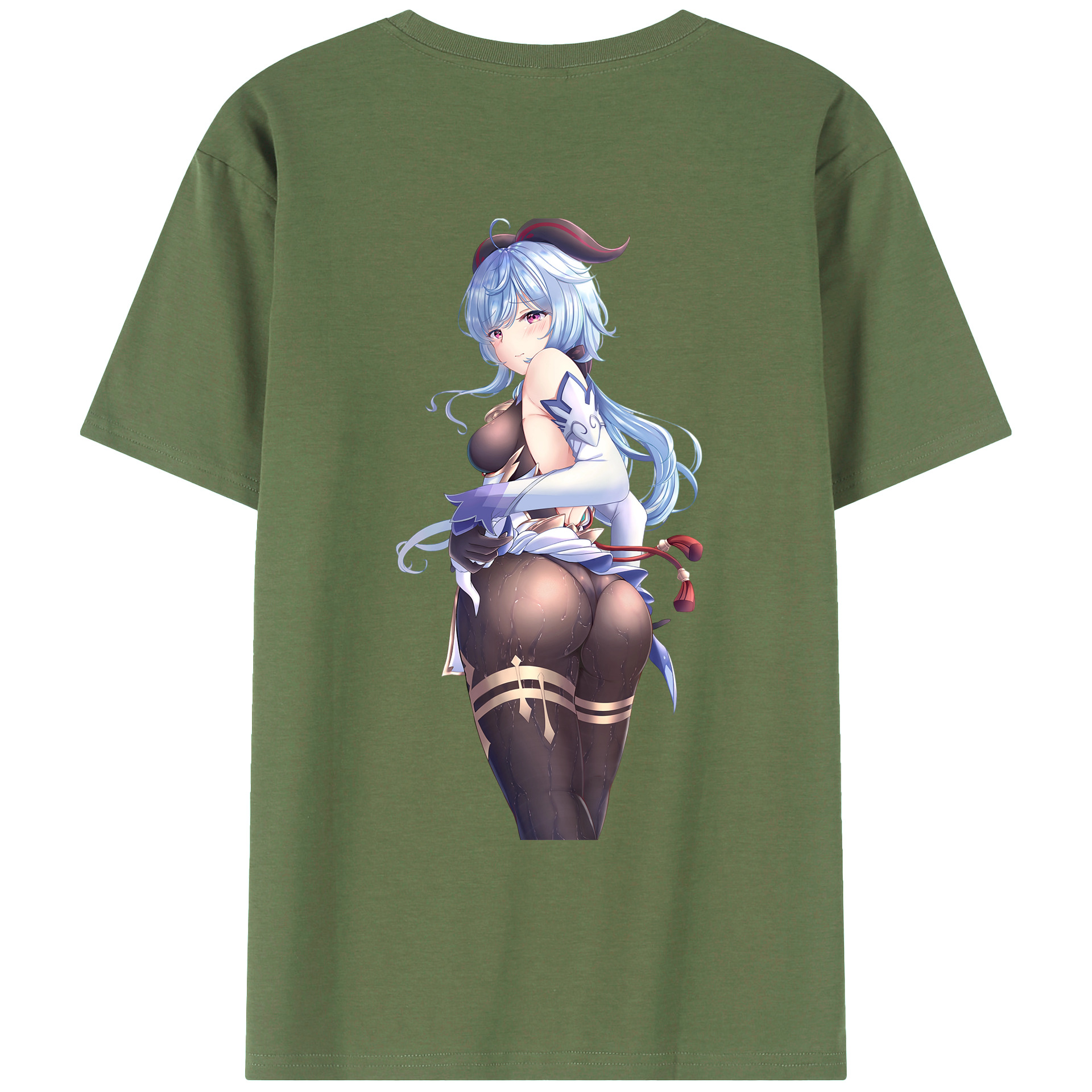 げんし神 甘雨 かんう genshin Ganyu 綿100％ メンズ半袖Tシャツ（バックプリント） 通気性